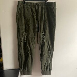 White Birch Olive Denim Joggers